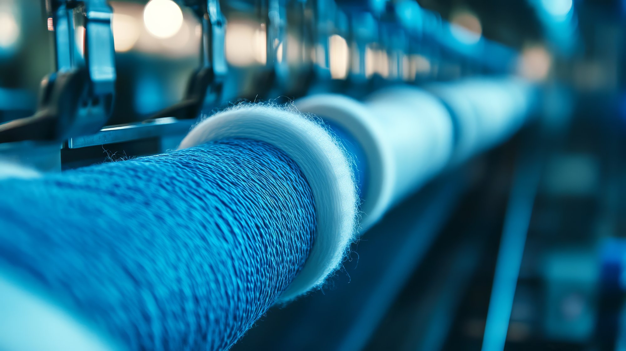 spools-blue-yarn-await-their-role-textile-production-line